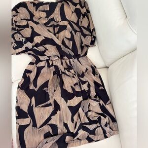 Navy and beige print dress